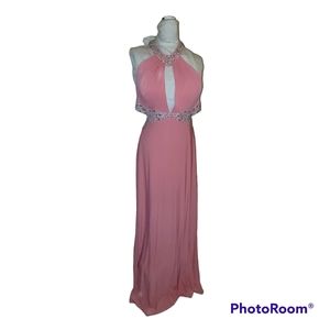 May Queen Coral Rhinestone Prom Dress
